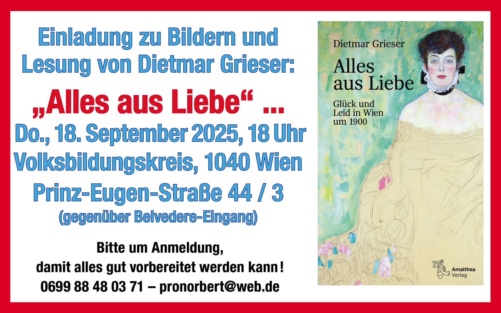 Einladung zu Bildern und Lesung von Dietmar Grieser