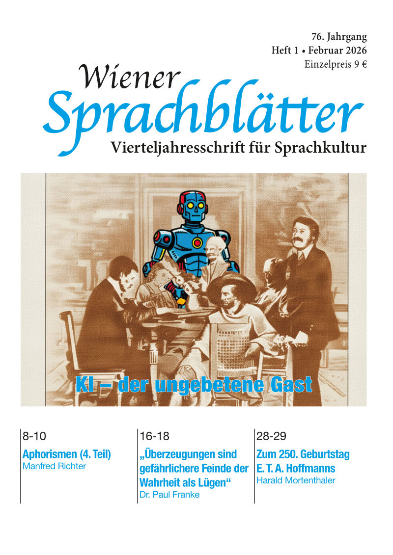 Wiener Sprachblätter Ausgabe 1 Jahr 2026